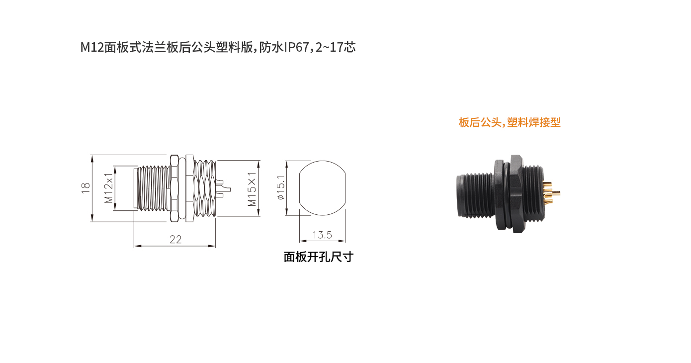 M12板后公头 